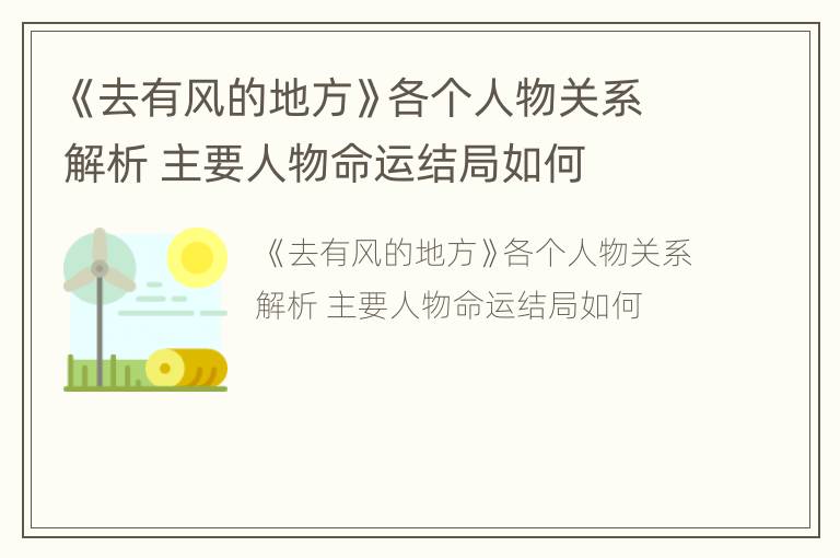 《去有风的地方》各个人物关系解析 主要人物命运结局如何