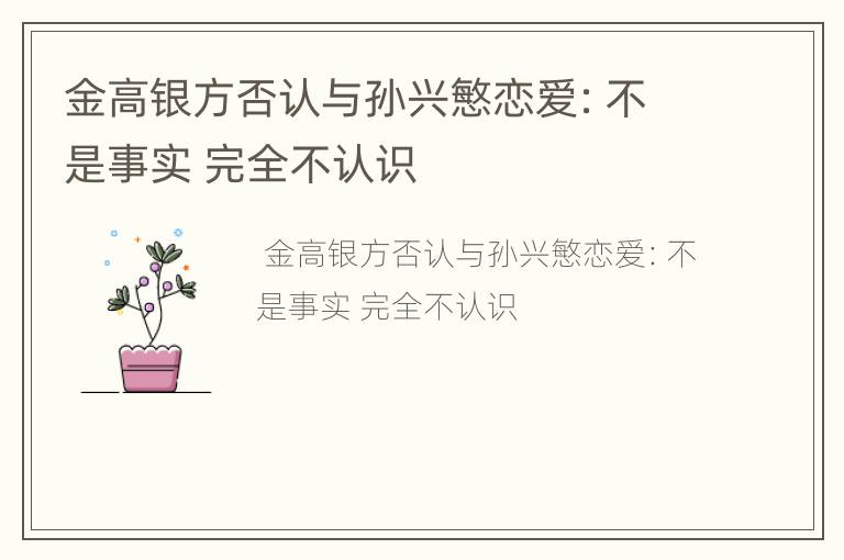 金高银方否认与孙兴慜恋爱：不是事实 完全不认识