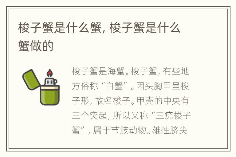 梭子蟹是什么蟹，梭子蟹是什么蟹做的