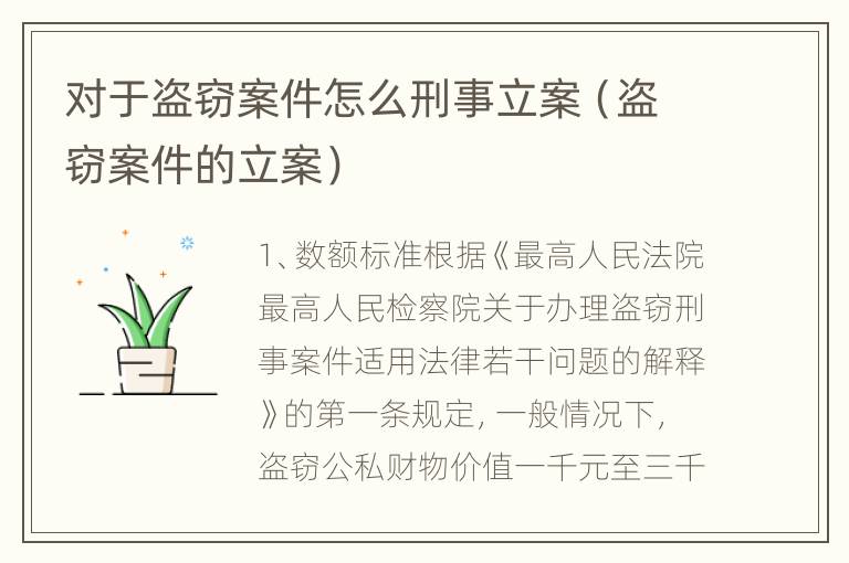 对于盗窃案件怎么刑事立案（盗窃案件的立案）