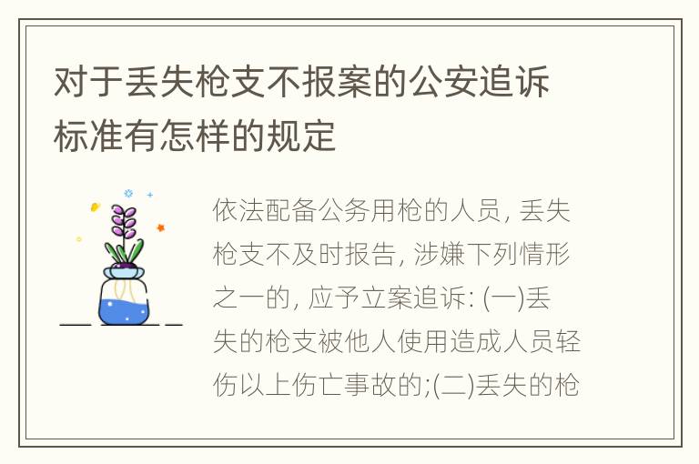 对于丢失枪支不报案的公安追诉标准有怎样的规定