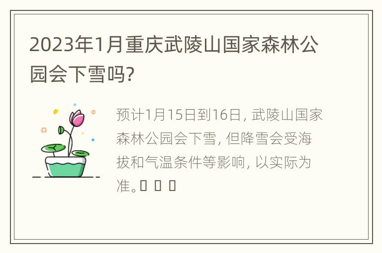 2023年1月重庆武陵山国家森林公园会下雪吗？