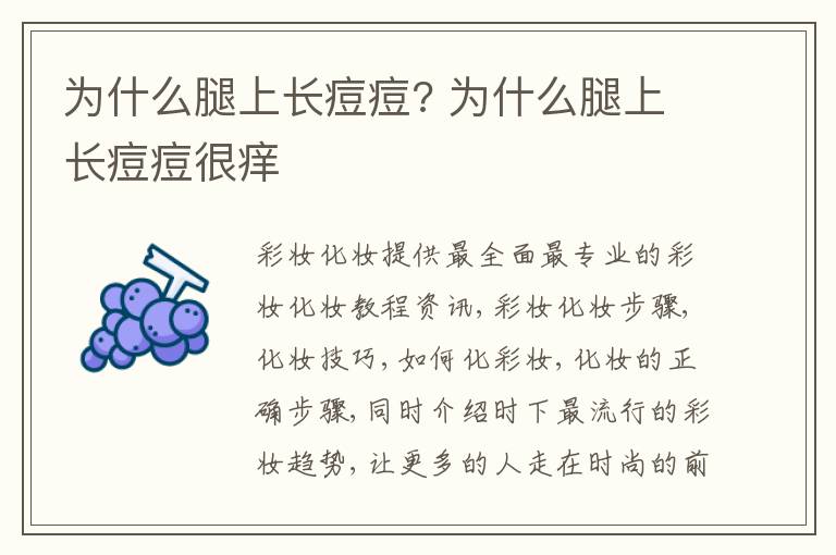 为什么腿上长痘痘? 为什么腿上长痘痘很痒