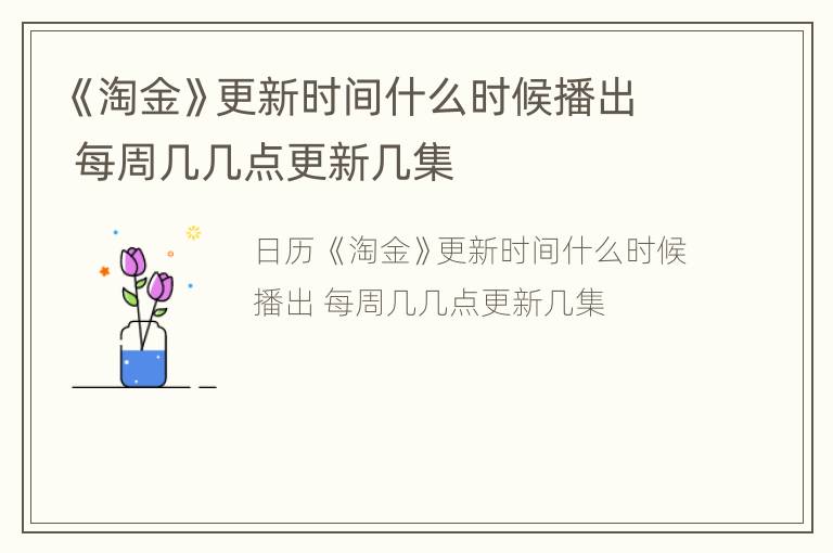 《淘金》更新时间什么时候播出 每周几几点更新几集