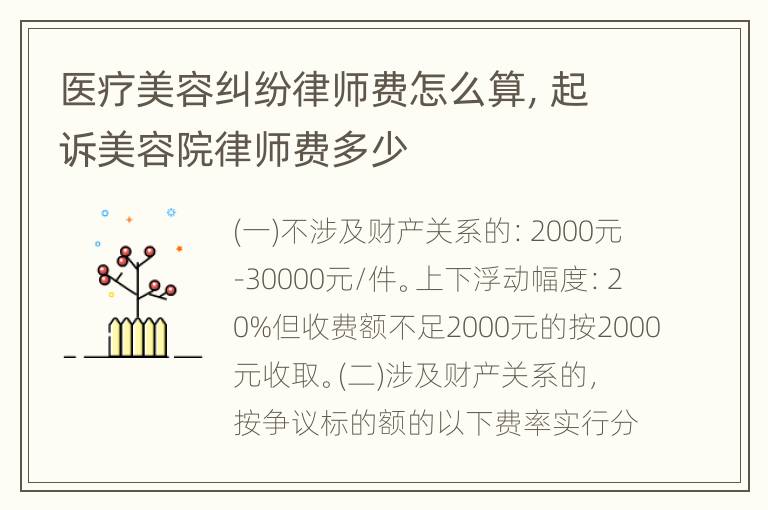 医疗美容纠纷律师费怎么算，起诉美容院律师费多少