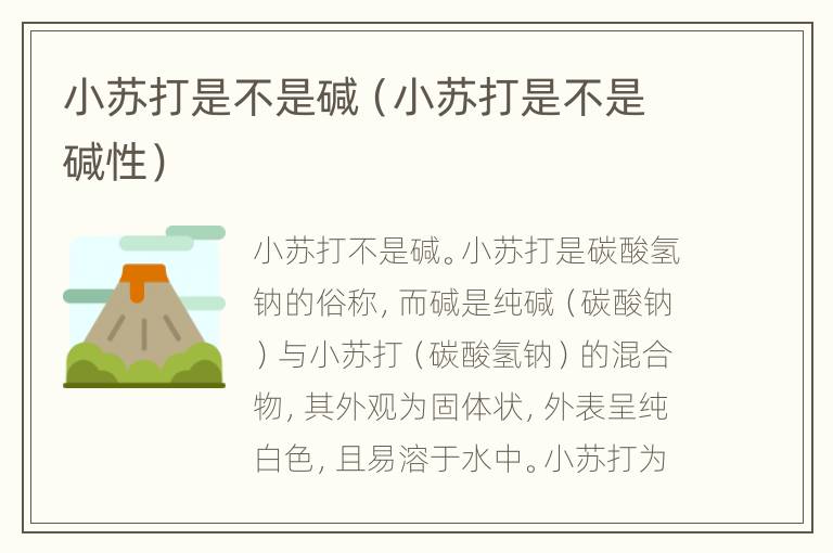 小苏打是不是碱（小苏打是不是碱性）