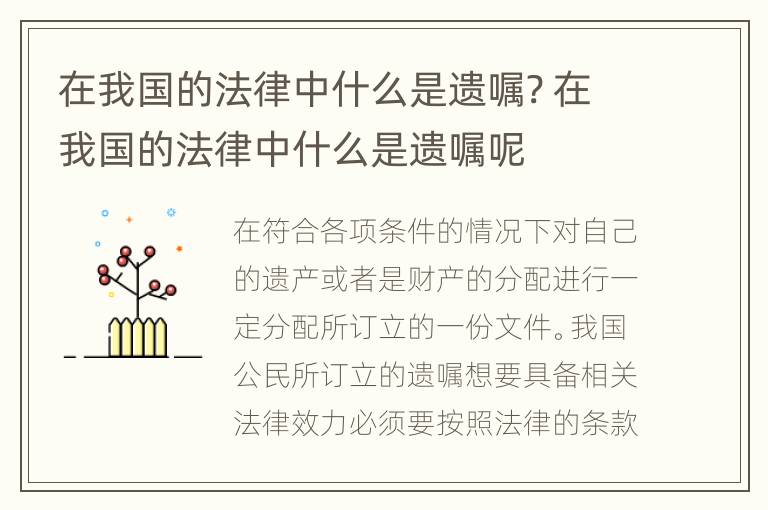 在我国的法律中什么是遗嘱? 在我国的法律中什么是遗嘱呢
