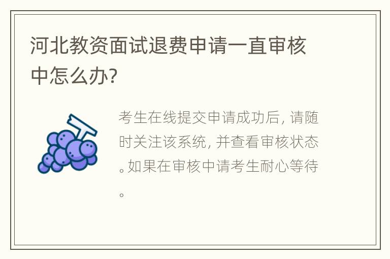 河北教资面试退费申请一直审核中怎么办？