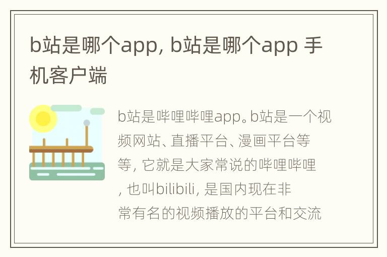 b站是哪个app，b站是哪个app 手机客户端