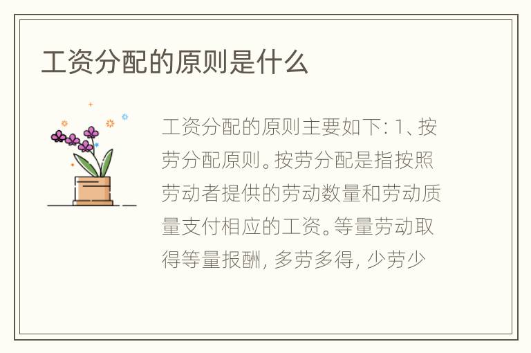 工资分配的原则是什么