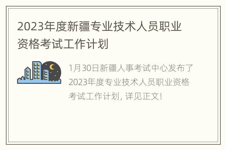 2023年度新疆专业技术人员职业资格考试工作计划