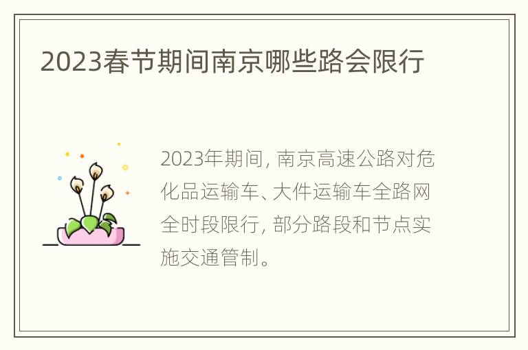 2023春节期间南京哪些路会限行