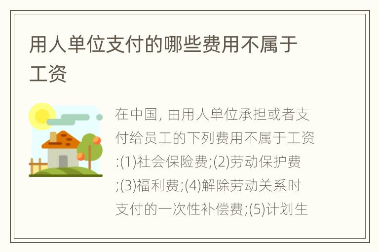用人单位支付的哪些费用不属于工资