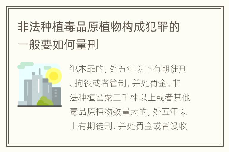 非法种植毒品原植物构成犯罪的一般要如何量刑