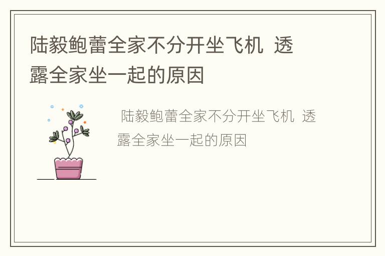 陆毅鲍蕾全家不分开坐飞机  透露全家坐一起的原因