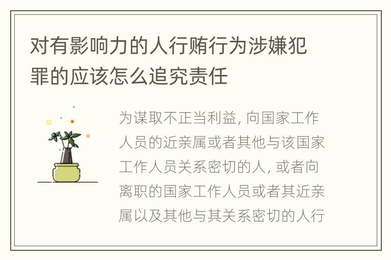 对有影响力的人行贿行为涉嫌犯罪的应该怎么追究责任
