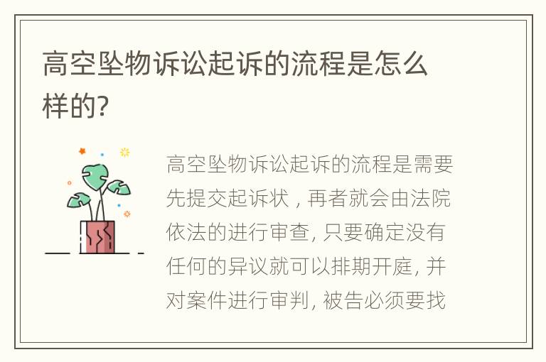 高空坠物诉讼起诉的流程是怎么样的？