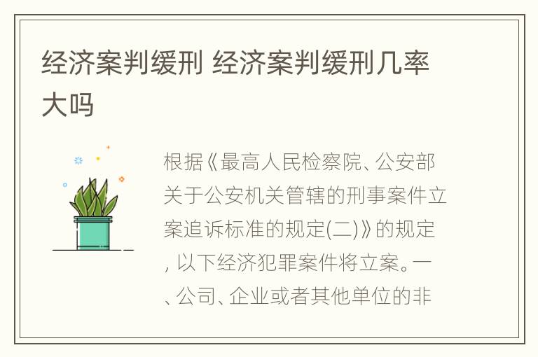 经济案判缓刑 经济案判缓刑几率大吗