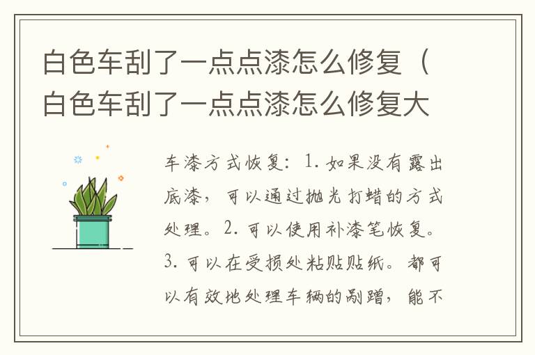 白色车刮了一点点漆怎么修复（白色车刮了一点点漆怎么修复大概多少钱）