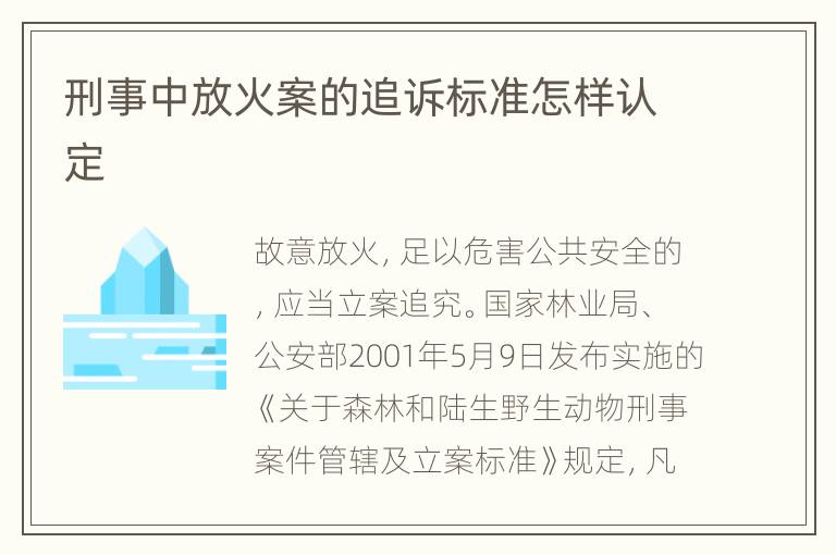 刑事中放火案的追诉标准怎样认定