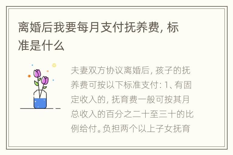 离婚后我要每月支付抚养费，标准是什么