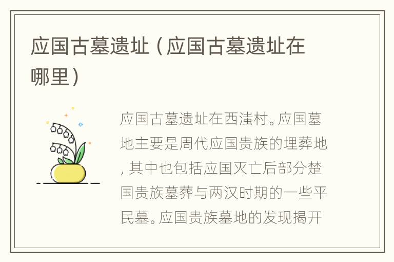应国古墓遗址（应国古墓遗址在哪里）