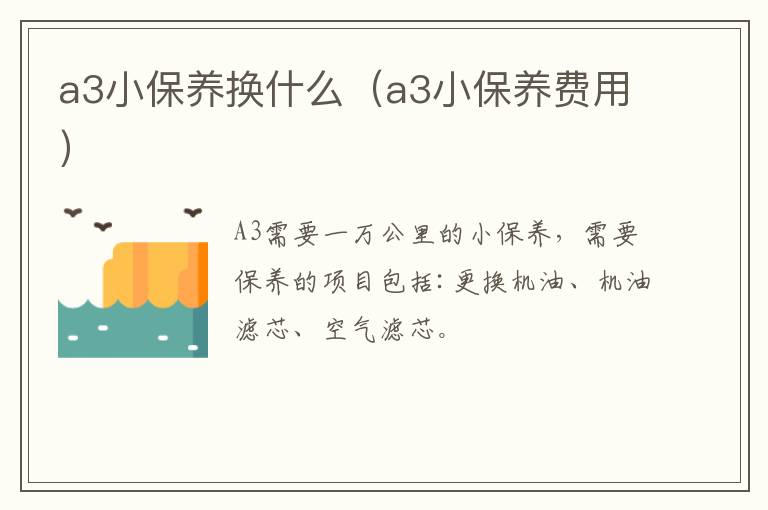 a3小保养换什么（a3小保养费用）