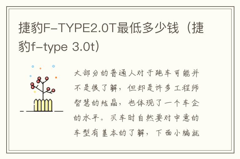 捷豹F-TYPE2.0T最低多少钱（捷豹f-type 3.0t）