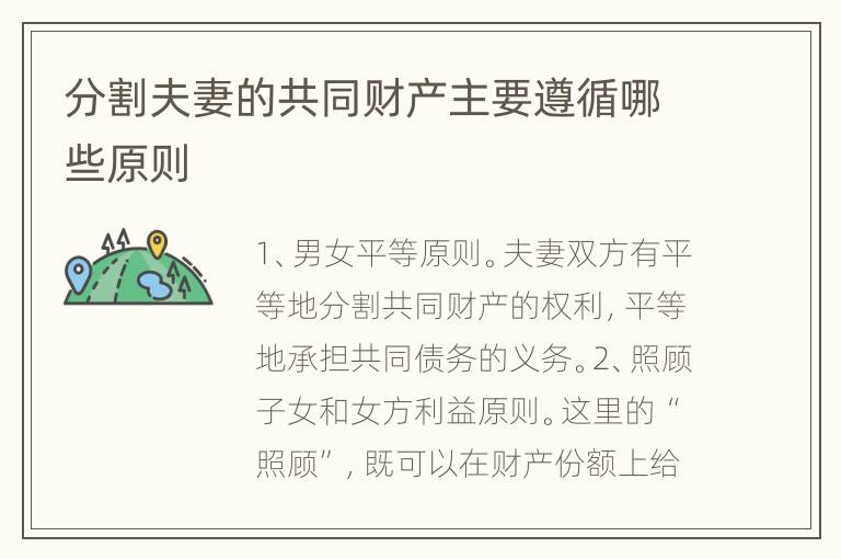 分割夫妻的共同财产主要遵循哪些原则