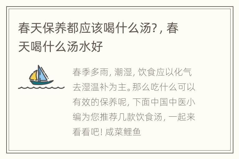 春天保养都应该喝什么汤？，春天喝什么汤水好