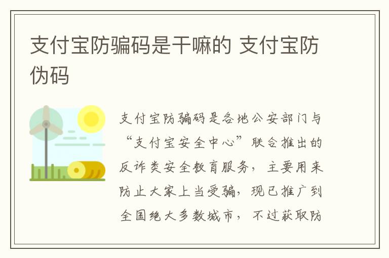 支付宝防骗码是干嘛的 支付宝防伪码