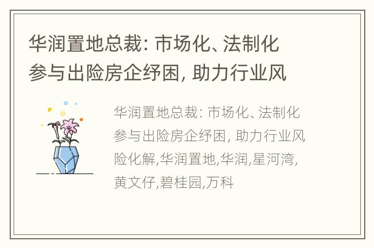 华润置地总裁：市场化、法制化参与出险房企纾困，助力行业风险化解