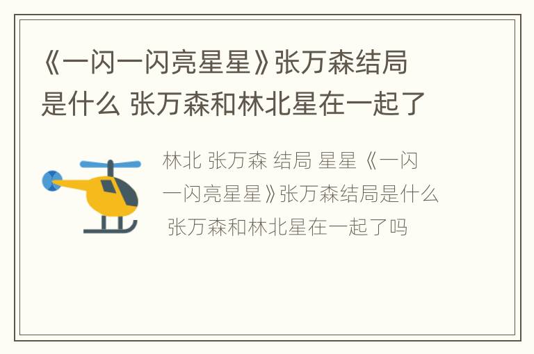 《一闪一闪亮星星》张万森结局是什么 张万森和林北星在一起了吗