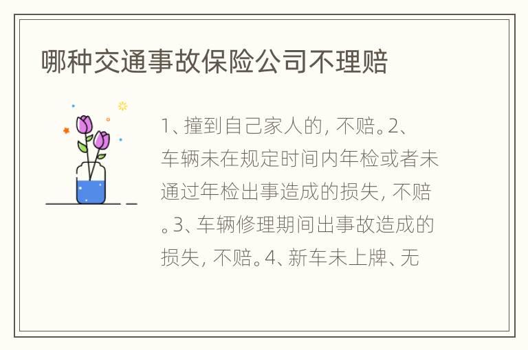 哪种交通事故保险公司不理赔
