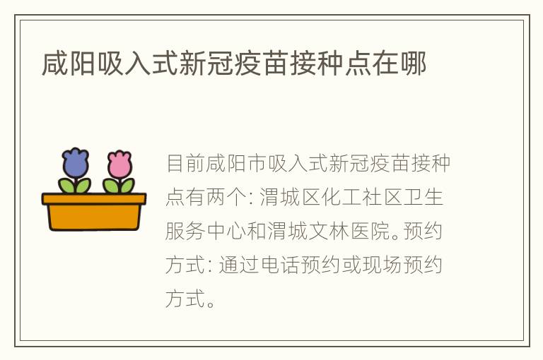 咸阳吸入式新冠疫苗接种点在哪