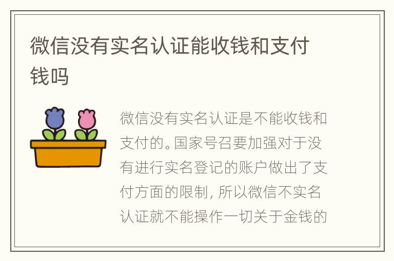 微信没有实名认证能收钱和支付钱吗