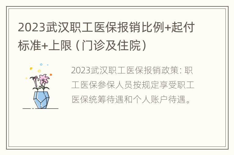 2023武汉职工医保报销比例+起付标准+上限（门诊及住院）