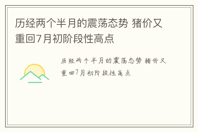 历经两个半月的震荡态势 猪价又重回7月初阶段性高点