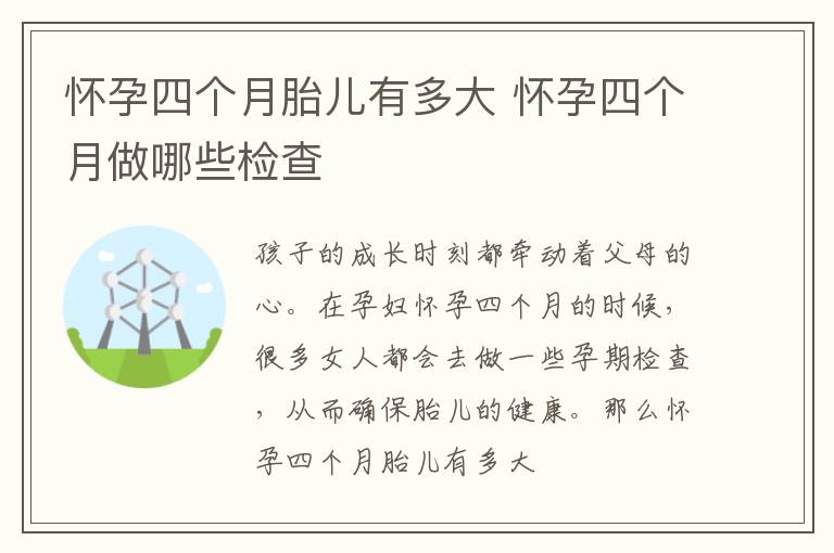 怀孕四个月胎儿有多大 怀孕四个月做哪些检查