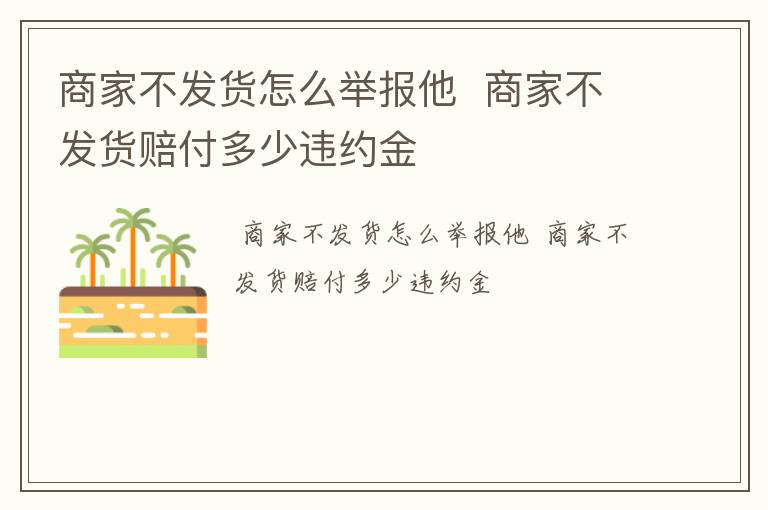 商家不发货怎么举报他  商家不发货赔付多少违约金