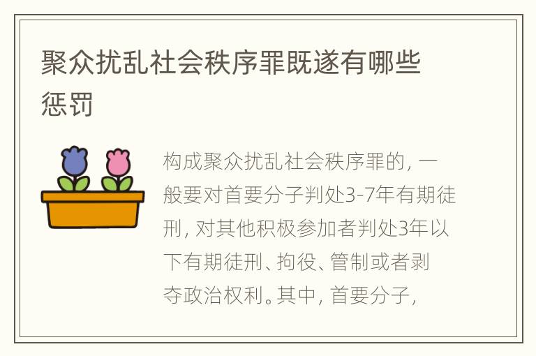 聚众扰乱社会秩序罪既遂有哪些惩罚