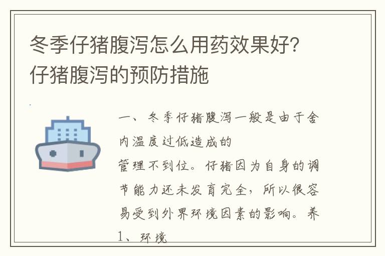 冬季仔猪腹泻怎么用药效果好？仔猪腹泻的预防措施