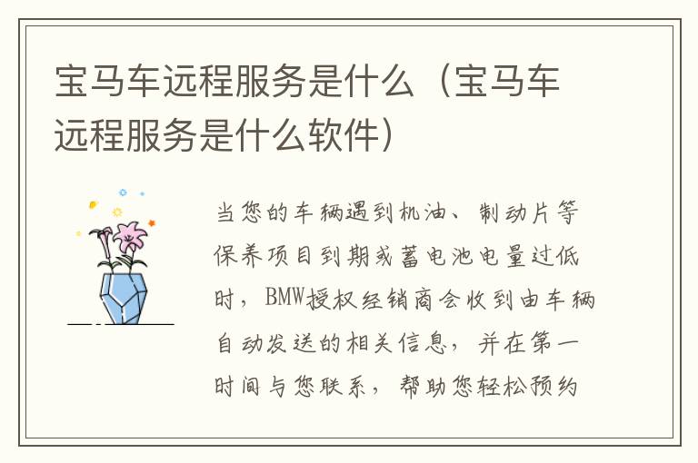 宝马车远程服务是什么（宝马车远程服务是什么软件）