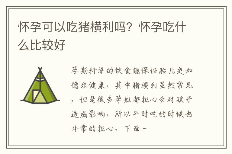 怀孕可以吃猪横利吗？怀孕吃什么比较好