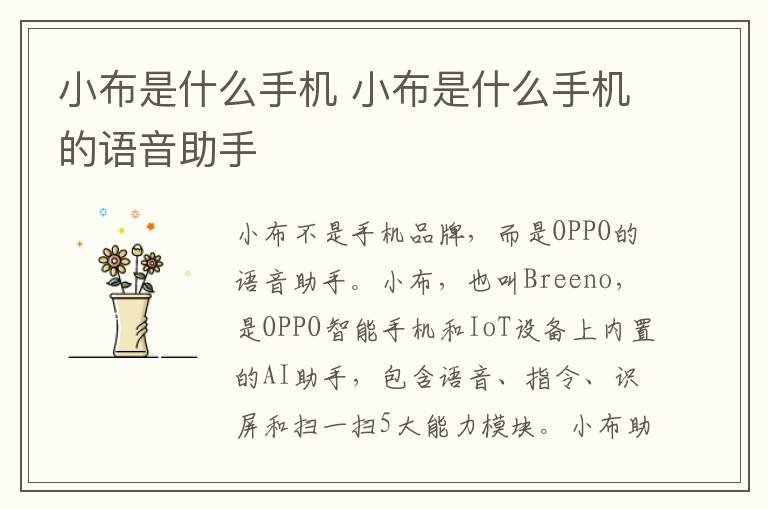 小布是什么手机 小布是什么手机的语音助手