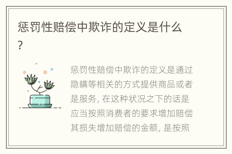 惩罚性赔偿中欺诈的定义是什么？