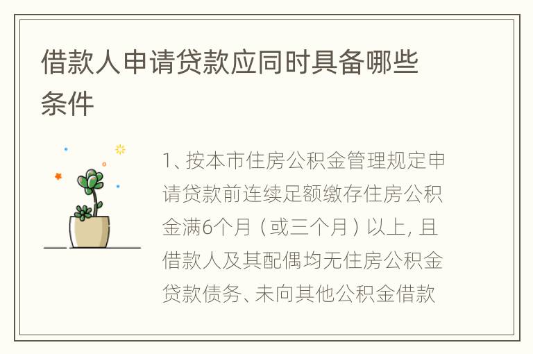 借款人申请贷款应同时具备哪些条件
