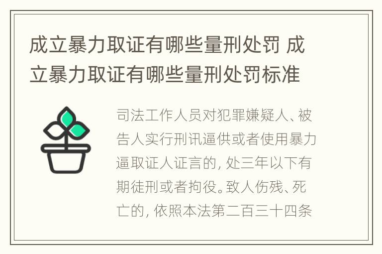 成立暴力取证有哪些量刑处罚 成立暴力取证有哪些量刑处罚标准
