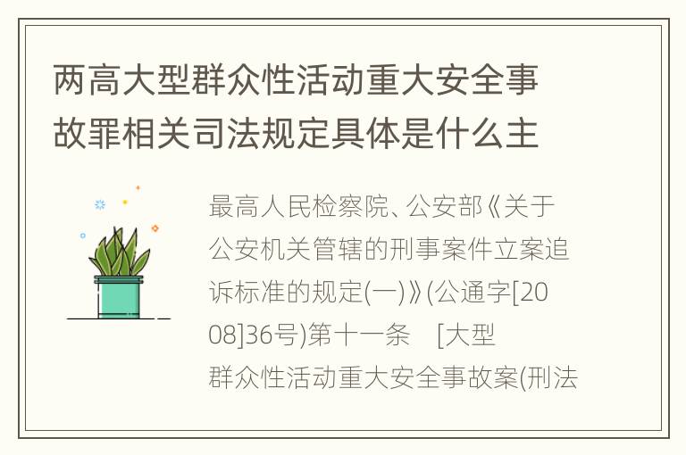 两高大型群众性活动重大安全事故罪相关司法规定具体是什么主要内容