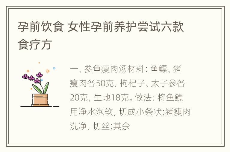 孕前饮食 女性孕前养护尝试六款食疗方